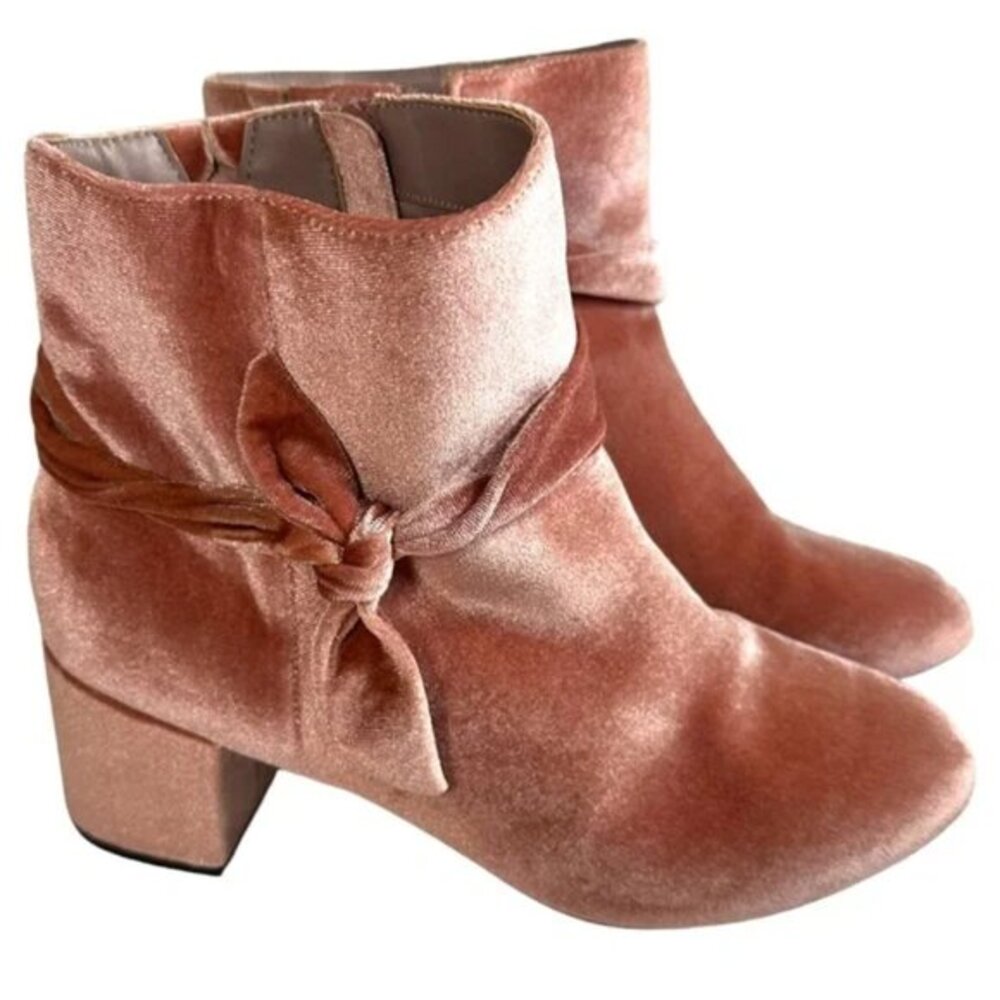 torrid Pink Velvet Ankle Boots with Knot Detail
